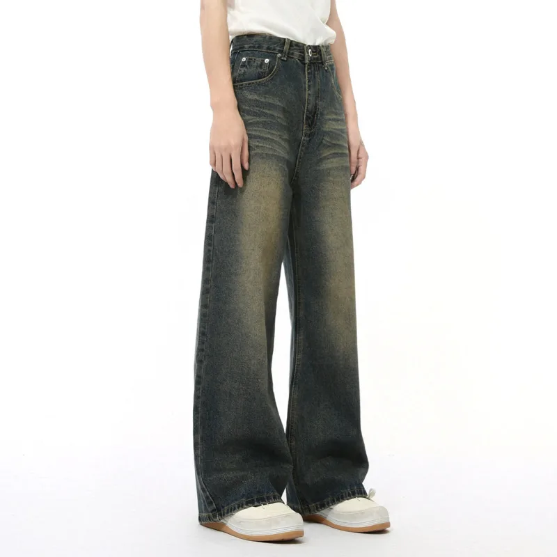 Jean Homme Américain En Denim, Pantalon À Nombril Ouvert, Vintage, Jambe Droite, Jambes Larges, adt, Automne 2024, M7-BN-K4276