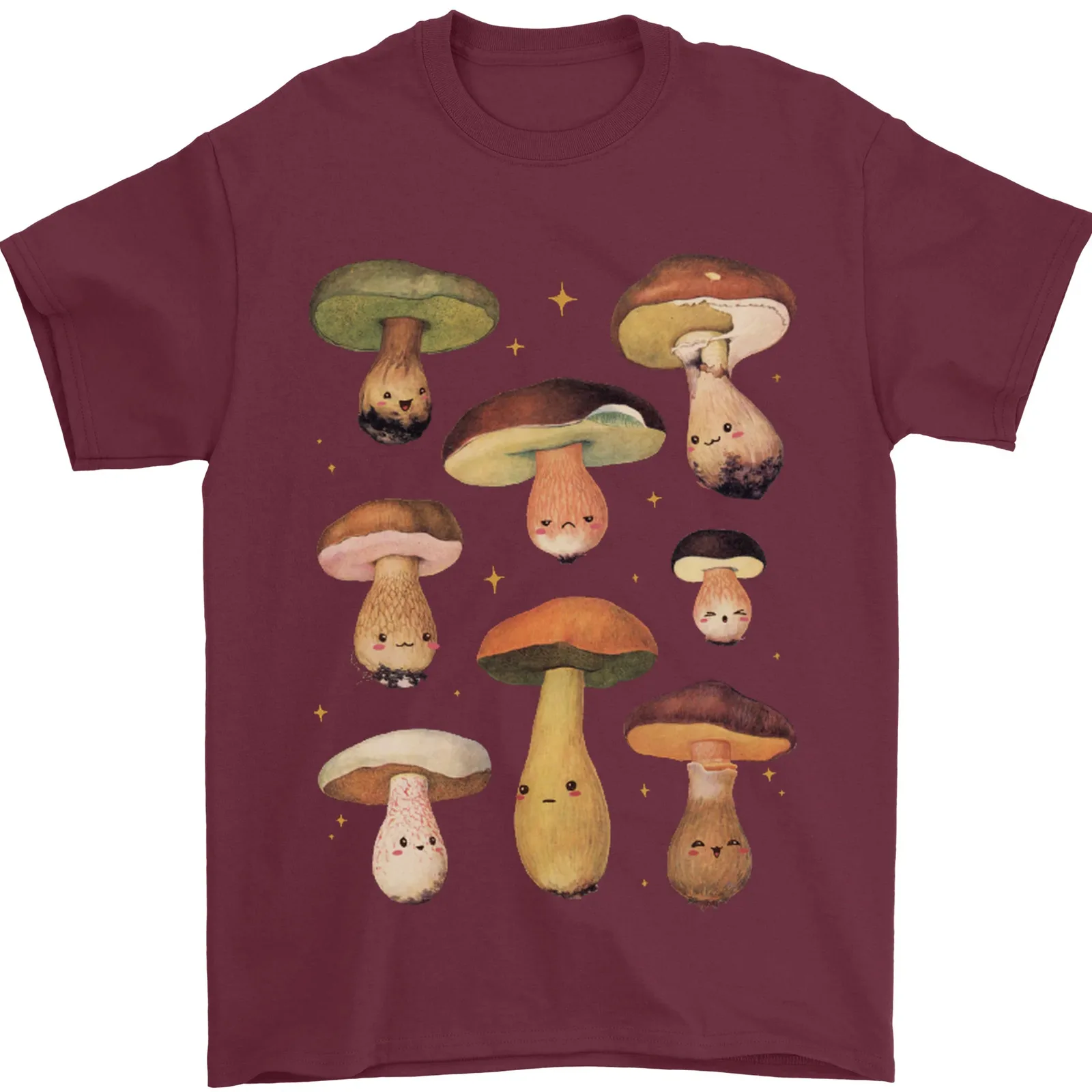 Mushroom Faces Forage Mycology Men's T-Shirt 100% Cotton