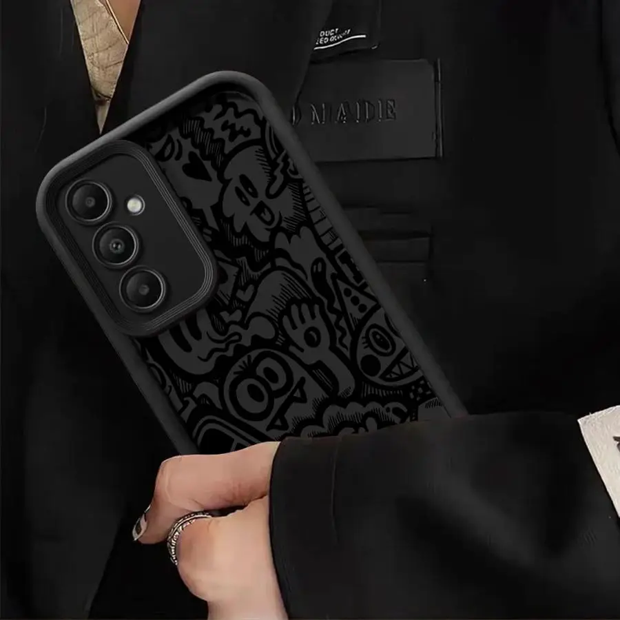 Phone Case for Samsung Galaxy A16 A34 A12 A14 A32 A23 A26 A56 A15 A51 A73 A53 A54 Soft Cover Shell Super Cool Black Graffiti - náhled 3