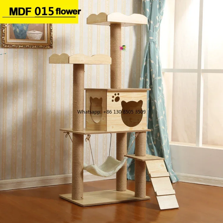 Manufacturer Wholesale Wooden MDF Stable Ladder Soft Plush Hammock Cat Condo