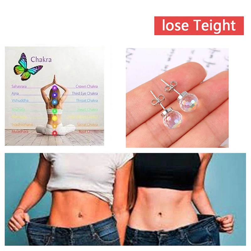 6/8mm Magnetic Slimming Earrings Colorful Lose Weight Body Relaxation Massage Slim Ear Studs Patch Health Jewelry Girls Gift