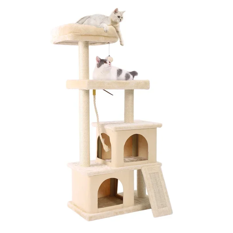 

-Cat Scratcher Tower Home Furniture Cat Tree Pets Hammock Sisal Cat Scratching Post Climbing Frame Toy Spacious Perch