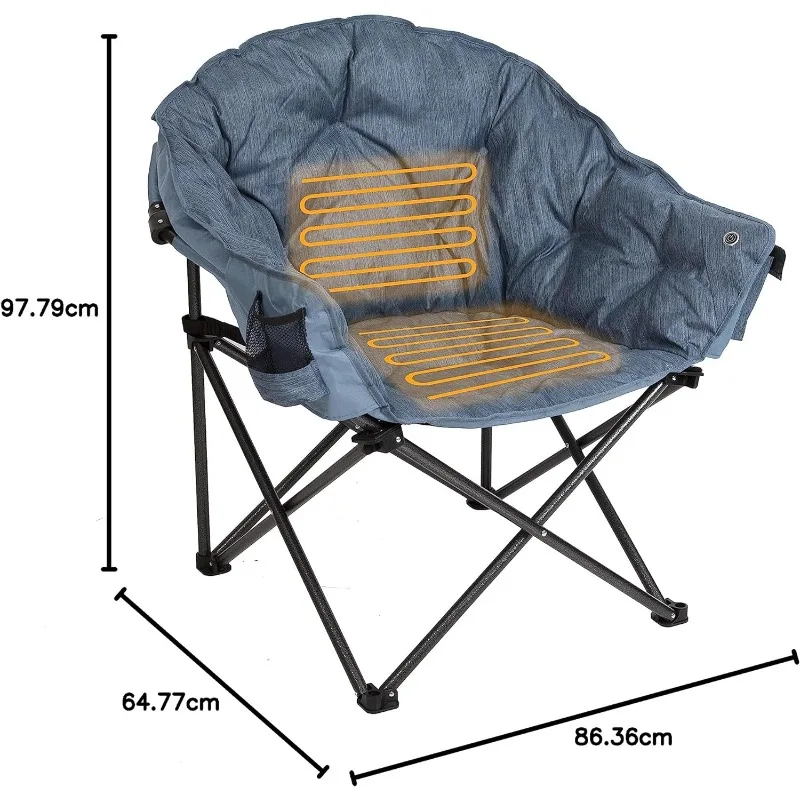 MacSports Heated Cushion Folding Lounge Patio Club Camping, Picnic, Outdoor Activities | Battery NOT Included Chair, Teal