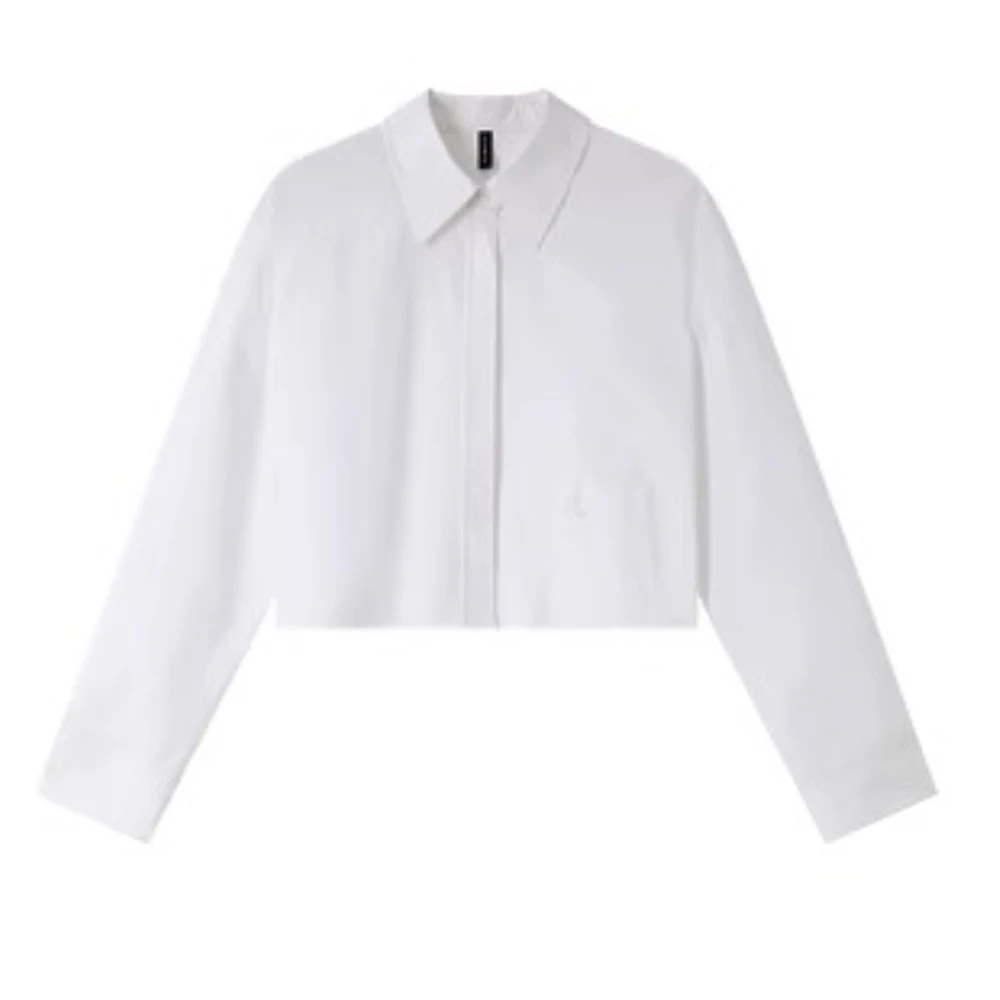 VIMLYVIMLYVIMLY White Simple Commuter Lapel Short Shirt Women's 2025 Spring New Premium Shirt Pure Cotton Top A0285