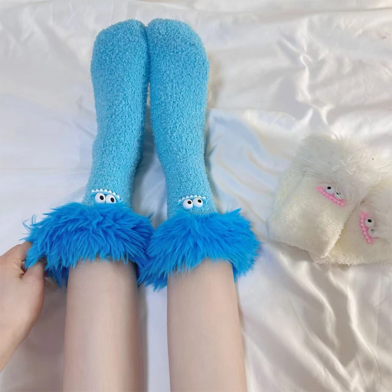 

Women's Funny Socks Cartoon korean Dopamine Japanese Kawaii Cute Funny Thicked Warm Coral Fleece Floor Socks For Girl Wholesale