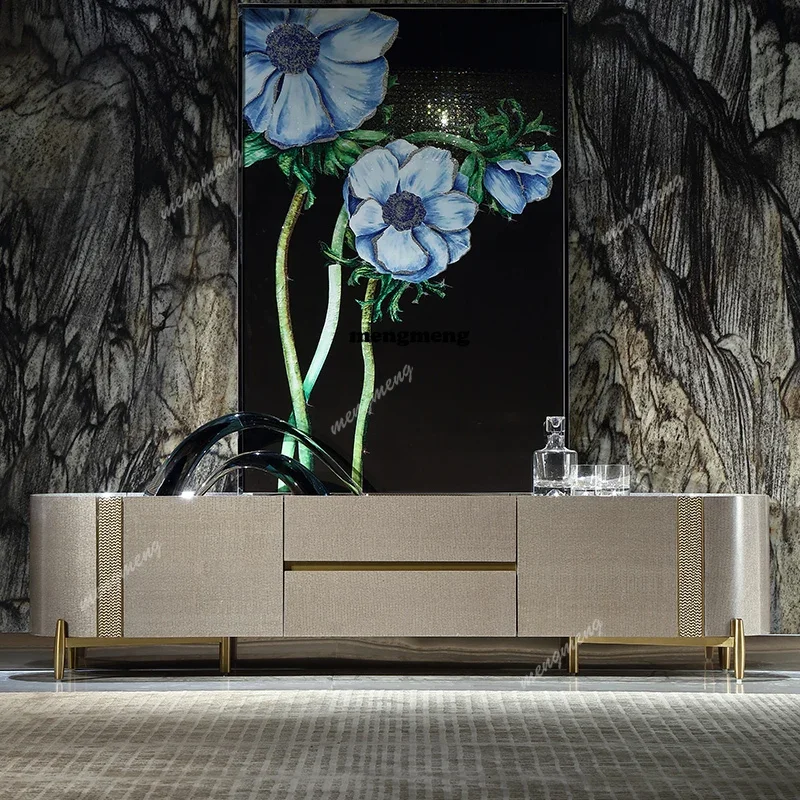 Modern Italian TV Cabinet Light Luxury Design Solid Wood Living Room Tv Table Display Universal Hallway Muebles Salon Furniture
