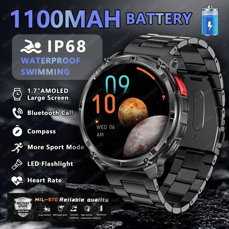 

T-Rex3 Ultra Smart Watch 1.7-Inch HD AMOLED Screen Compass IP68 Waterproof GPS Track Bluetooth Call Smartwatches For Android IOS