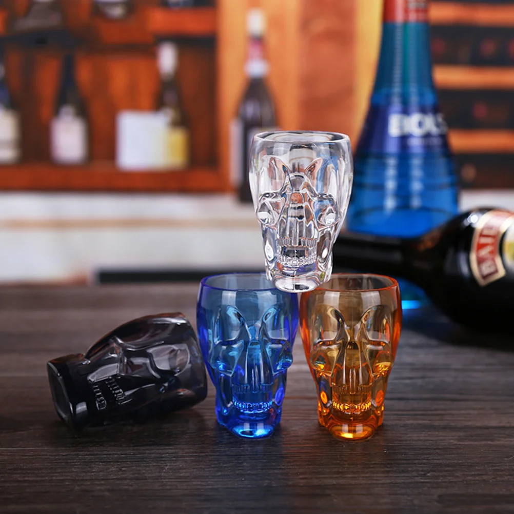 

4pcs Skull Acrylic Beer Water Drinking Cup Mug Thickened Coffee Tea Mugs Drinking Portable Bar Home Use Mugs