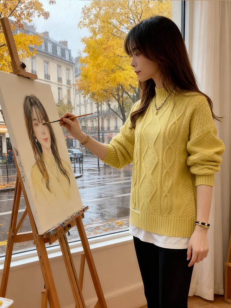 Koreanische Sle Trendy Herbst Neue Lose Mid-Länge Gespleißt Pullover frauen Faion Streetwear Komfortable Lange Sve runde Ne