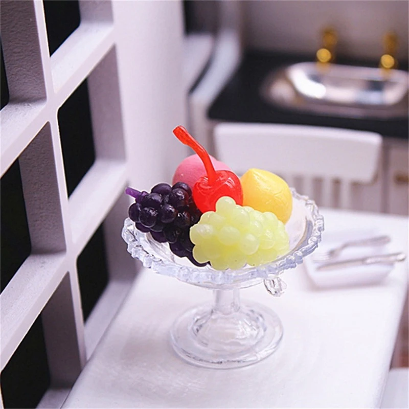 1 Set Miniature Food DIY Craft For Dollhouse Mini Dessert Pan Cake Stand Fruit Tray Doll Kitchen Living Room Decor Toy