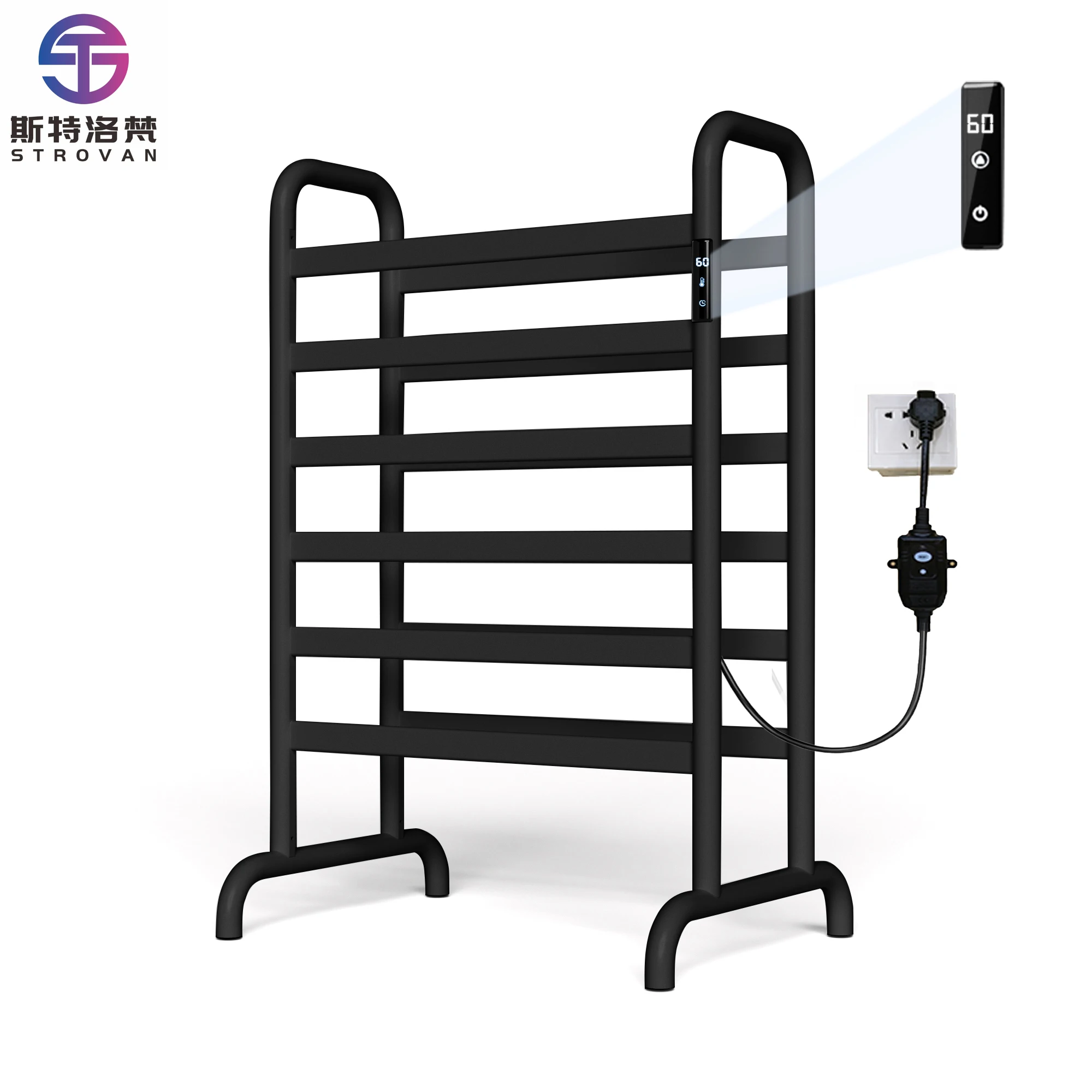 Aquecedor de toalhas elétrico de dupla camada de chão para banheiro, com temporizador e função de armazenamento, adequado para toalhas e roupões de banho