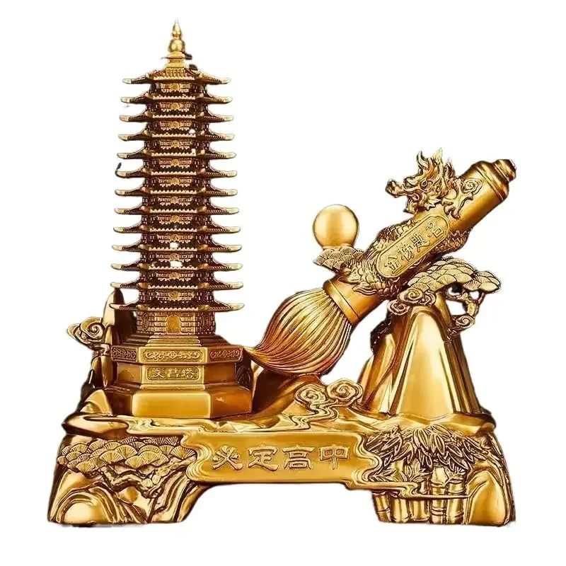 

Thirteen-story Wenchang pen holder gold list title ornament craft wood grain to give children gifts student teacher school desk