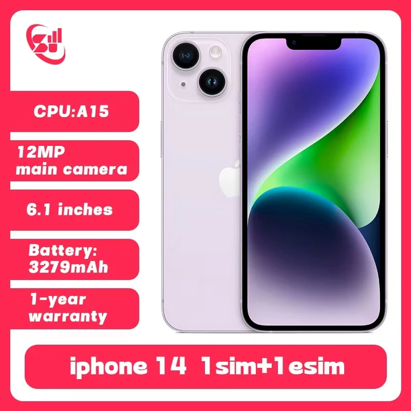 iPhone 14 6GB RAM 128GB /256GB ROM A15 5G 1 SIM+ 1 eSIM 6.1