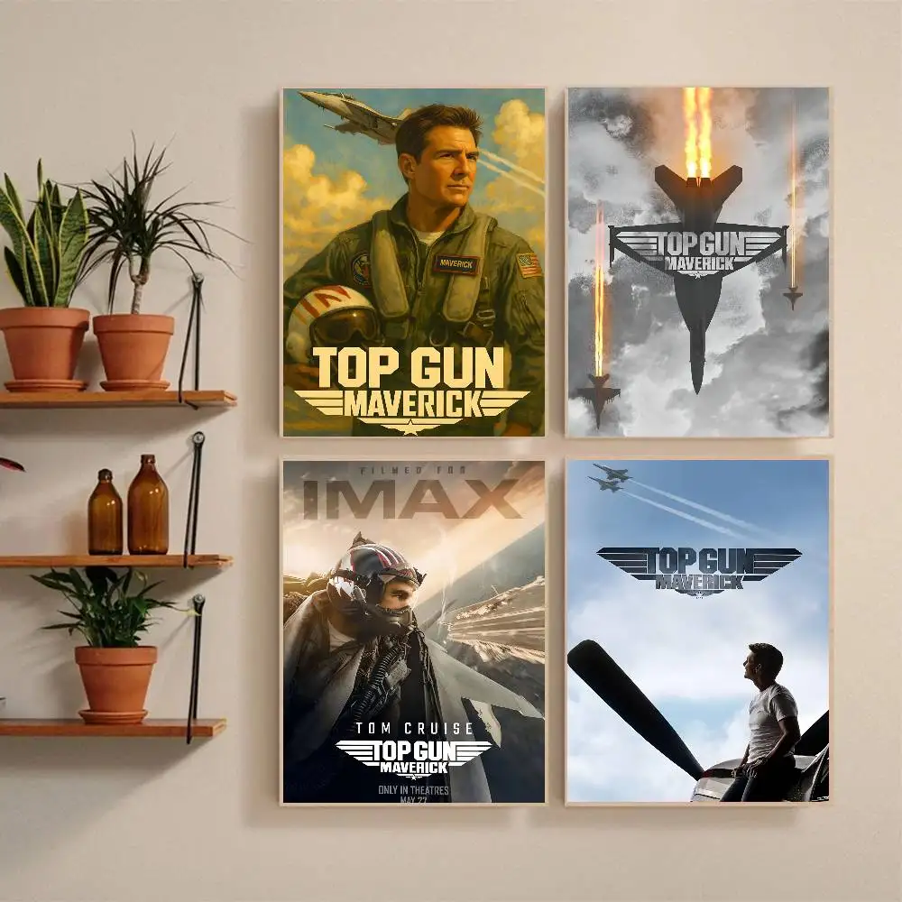 Classic Movie Top Gun M-Maverick Manga Poster Self-adhesive Art Waterproof Paper Sticker Coffee House Bar Room Wall Decor