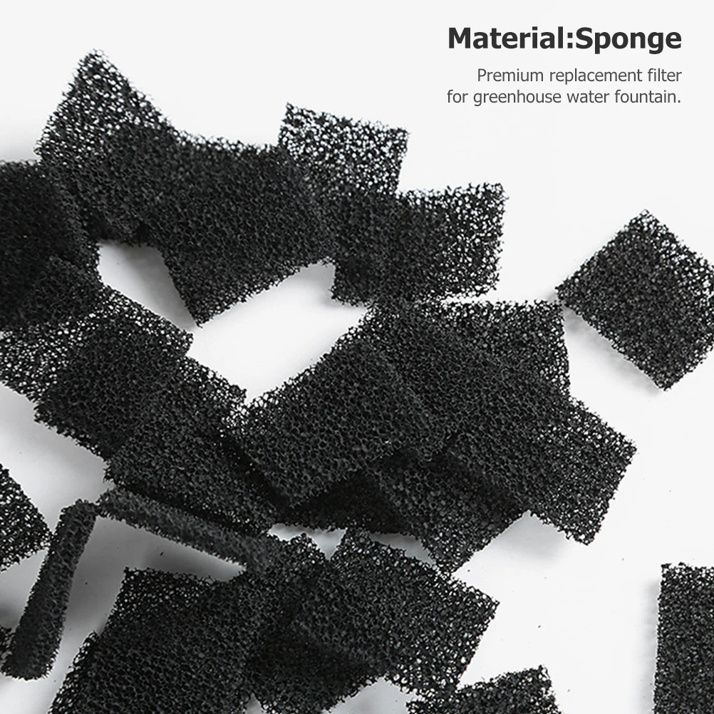 

60pcs Water Pump Filter Accessories Replacement Sponge for Greenhouse Watering Fountains Drinking Dispensers Filtration Media