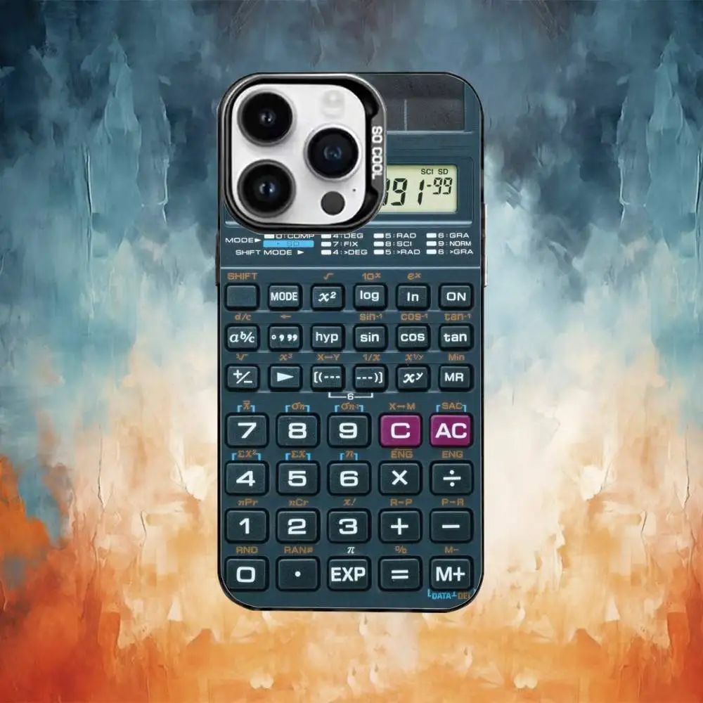 مضحك أنيق C-حاسبة جراب هاتف آيفون 17 16 15 14 13 12 11 برو ماكس زائد الفضة ماتي غطاء أسود