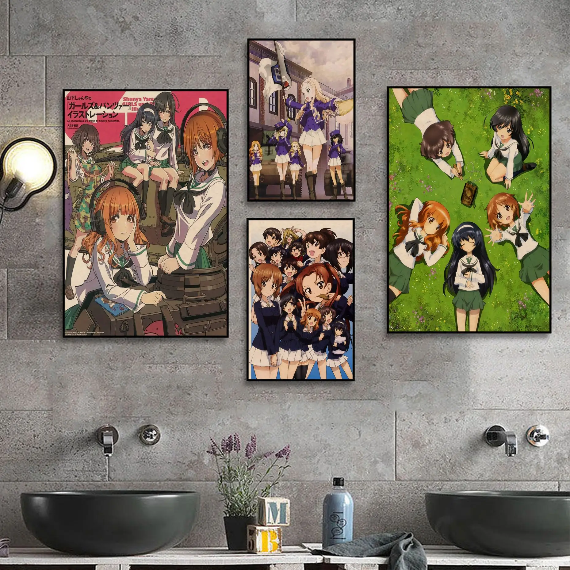 Japanese Anime GIRLS Und PANZER Anime Posters Kraft Paper Sticker Home Bar Cafe Posters Wall Stickers