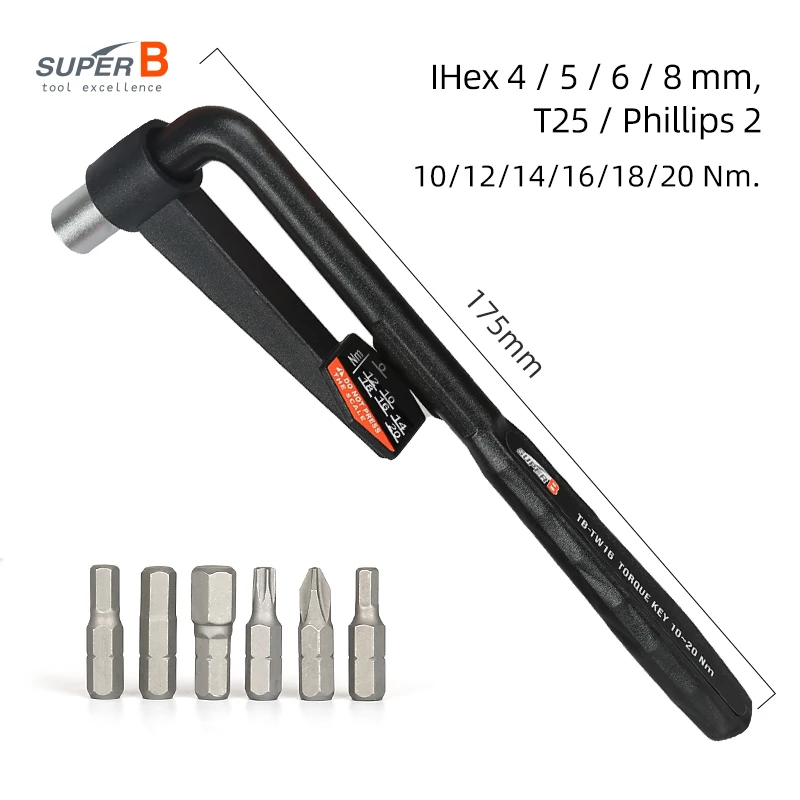 Super B 10-20Nm Torque wrench F Rod Wrench Socket Adjustable Bicycle Strong Lever Steering Handle Repair Tool