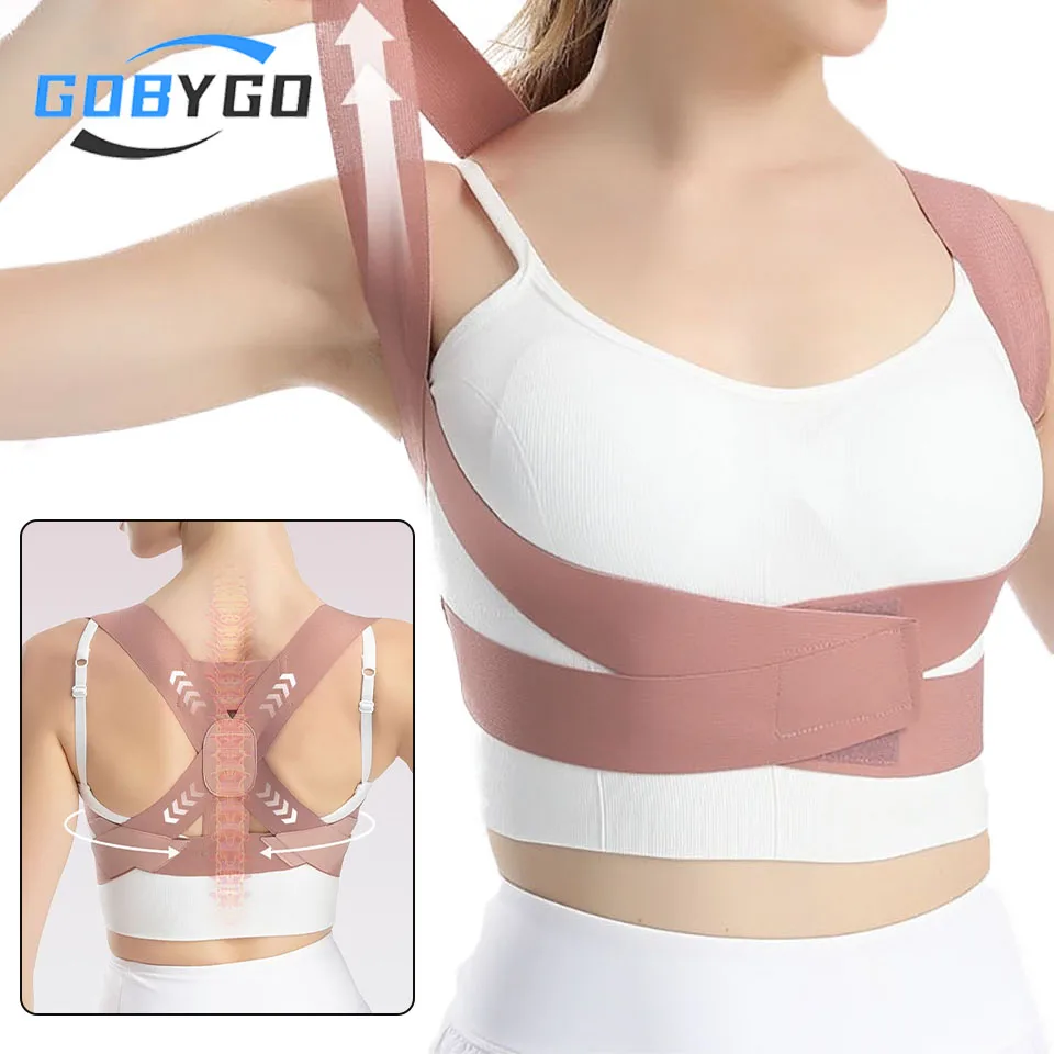 GOBYGO Hunchback Corrector Straight Back Open Shoulder Lumbar Spine Correction Belt Elastic Invisible Back Straightening Unisex