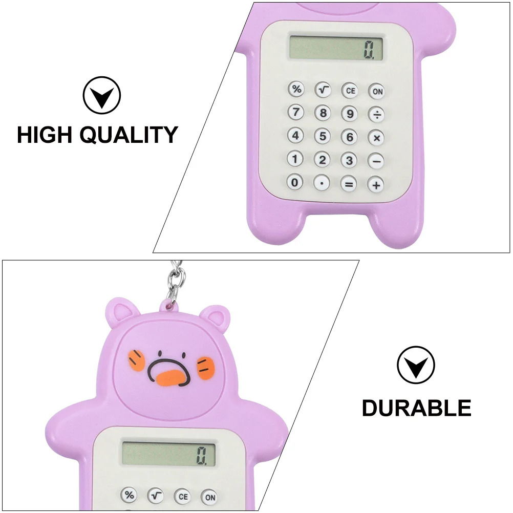 4Pcs Mini Cartoon Rechner Schlüsselbund Bär Design Tragbare Tasche Rechner Anhänger Grundlegende Arithmetik Prozentsatz Werkzeug