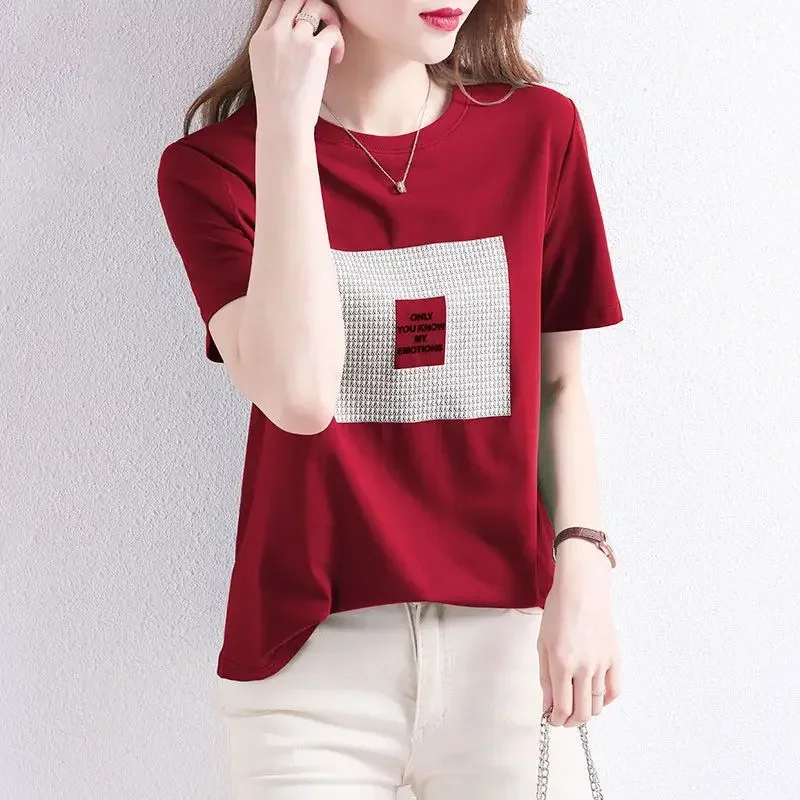 

Woman Tee Clearance Kpop Sale T Shirt for Women Graphic Summer Outfit Cotton Glitter Sequin Plain Rhinestone Short Sleeve Tops