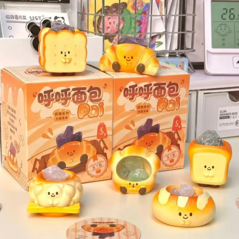 

New 2025 Cute Bread Crystal Blind Box Adorable Bread Man Figurine Collectible Toy for Desktop Office Car Trendy Birthday Gift