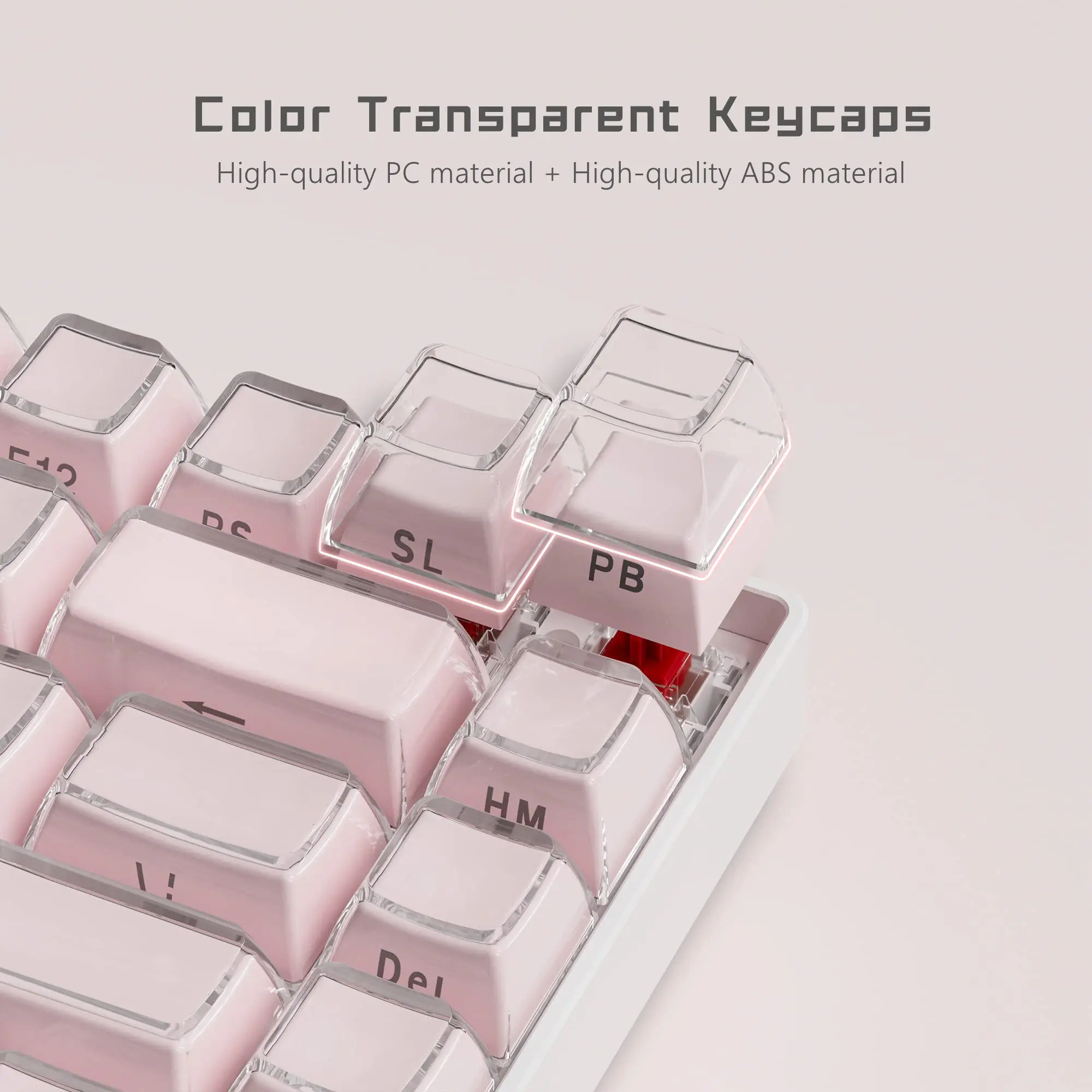 113 Key Jelly Round Side Keycaps Ice Crystal Translucent Pink OEM Profile Key cap for Cherry MX 61 68 104 Mechanical Keyboard