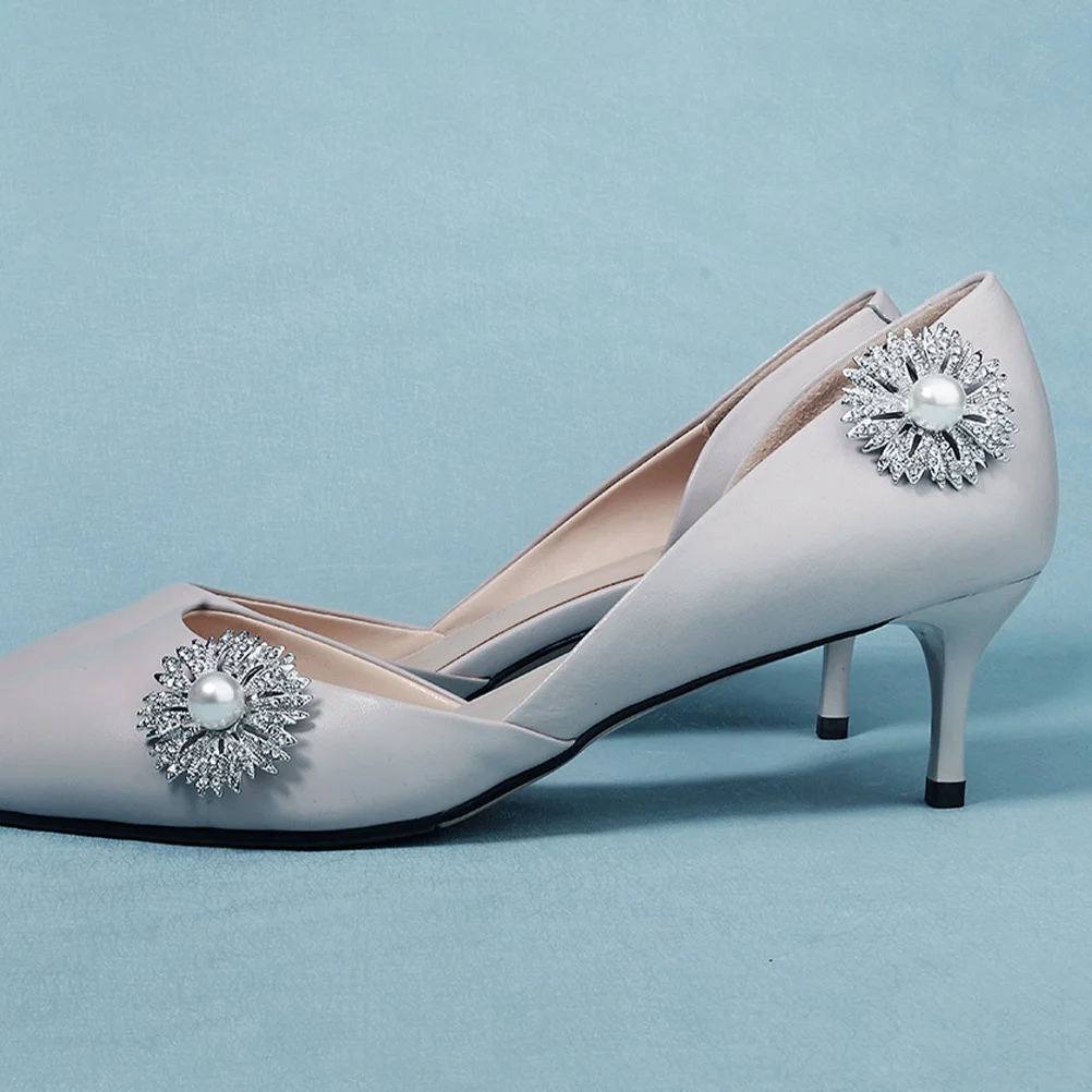 1Pair Rhinestone Pearl Shoe Buckles Elegant Decorative Clips for Girls Shoes DIY Shoe Ornaments Street and Party