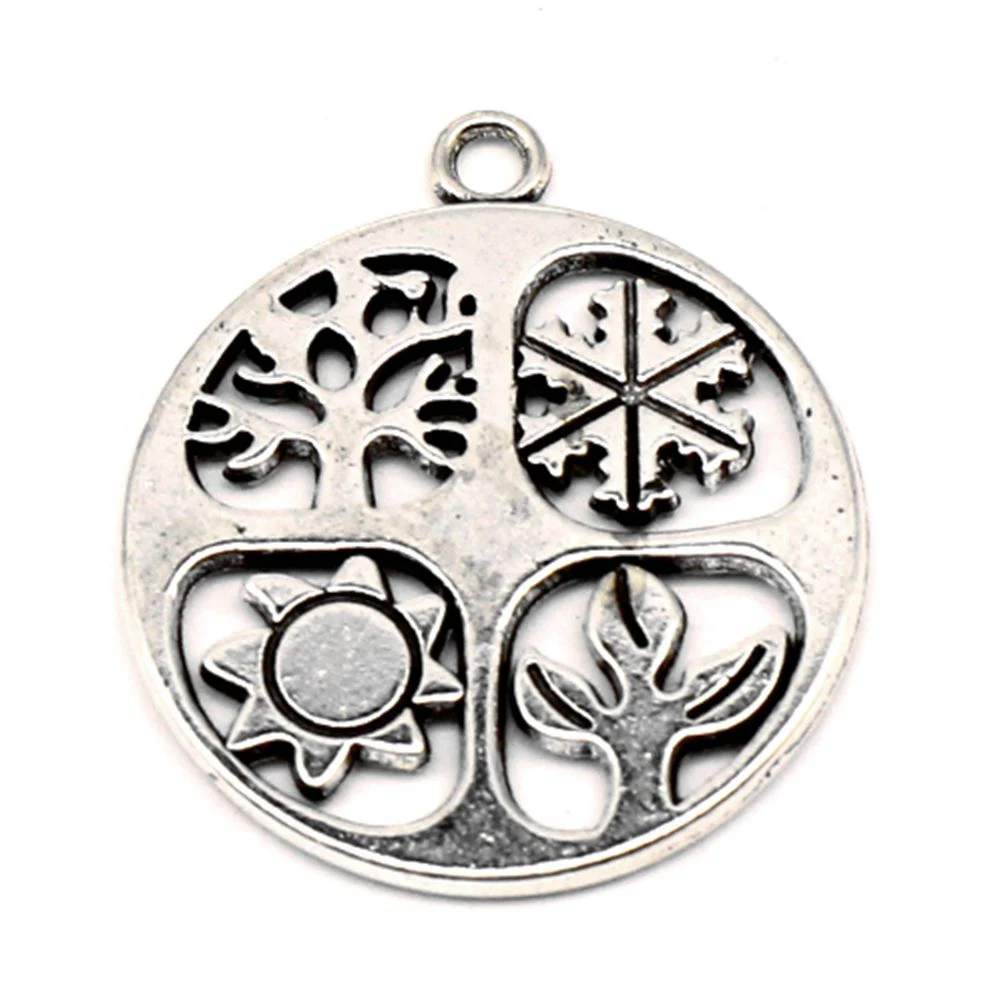 3pcs 25x28mm Year Round Charms Pendant Craft Diy Trendy Jewerly Antique Silver Color