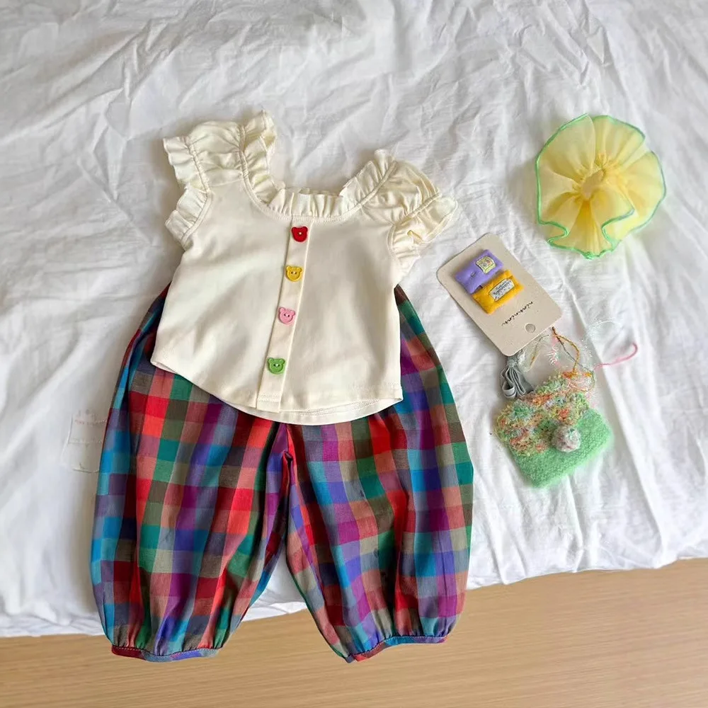 Girls Summer Suit 2025 New Foreign Style Girls Baby Fashionable Clothes Children's Two-piece Summer Suit