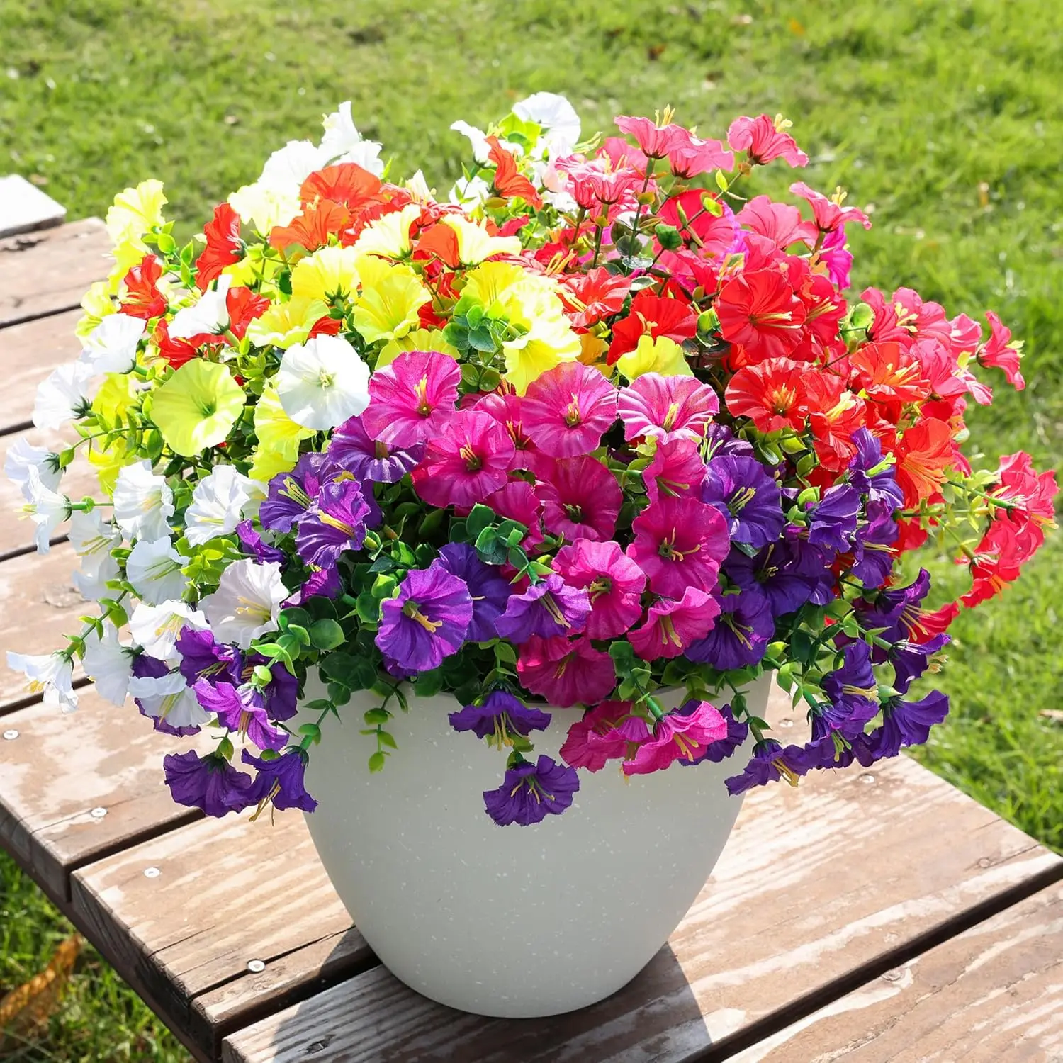 5/10 Stück violette künstliche Blumen, 35 cm, künstliche Blumen für Zuhause, Raumdekoration, Garten, Hochzeitsdekoration, Blumenkorb für den Außenbereich – Detail 5