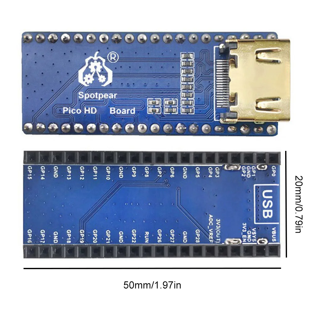 Placa de expansión Compatible con HDMI para Raspberry Pi Pico, placa de expansión DVI Compatible con HDMI, pantalla DVI