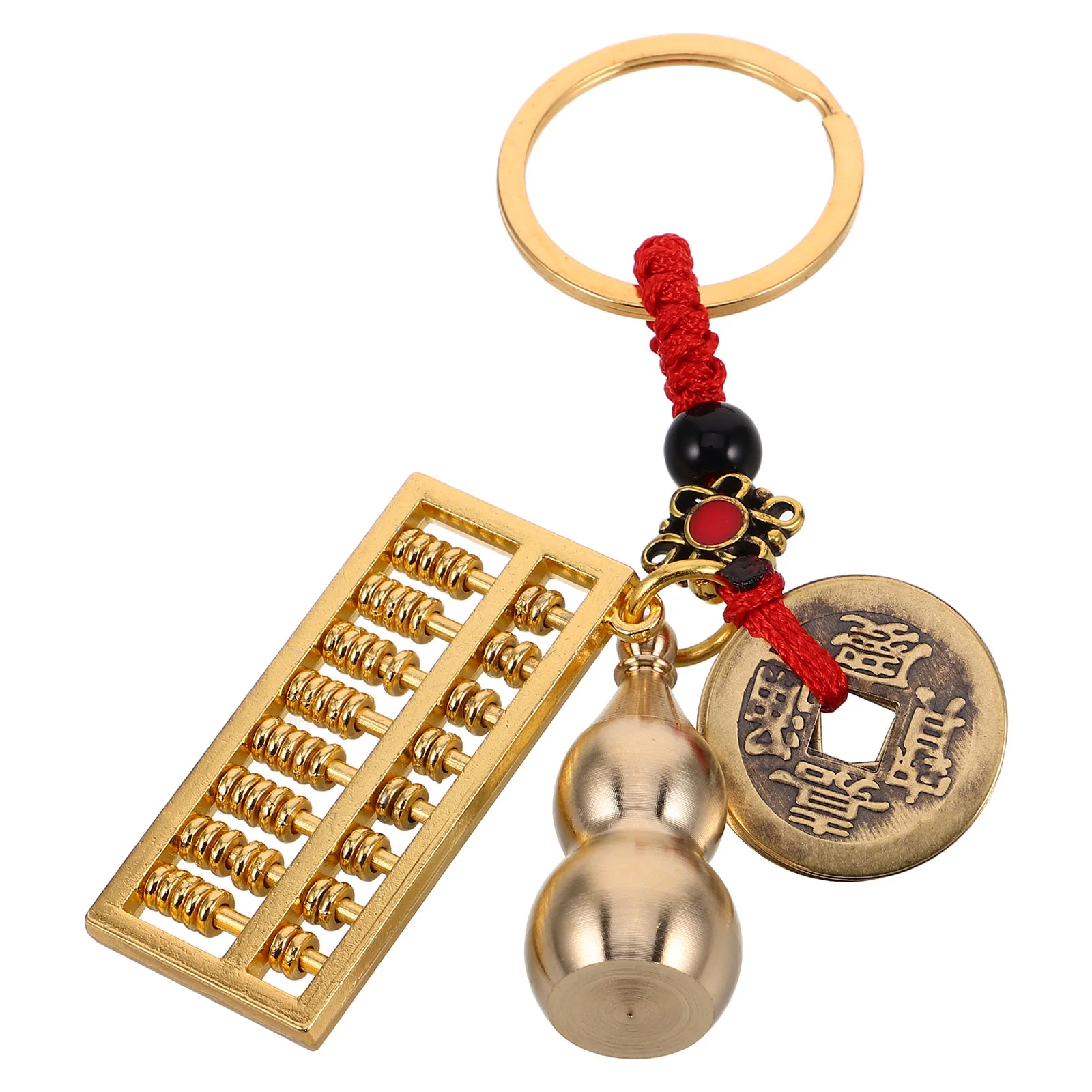 Abacus Key Ring With Wu Lou Gourd And Feng Shui Coin Unique Car Key Accessory And Handbag Charm For Luck And Success