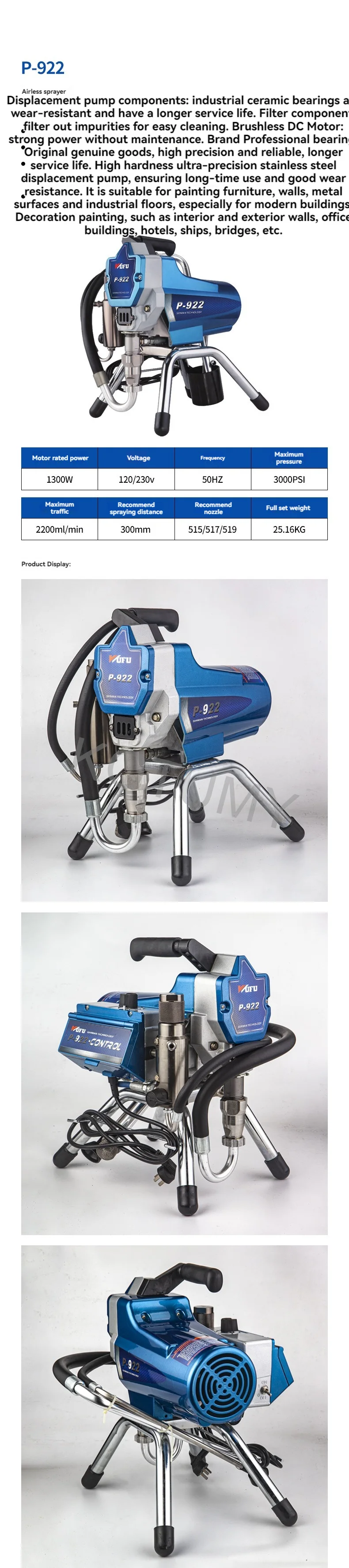 Airless Spritzmaschine 220 V Airless Spritzlackierung Hochwertige Wand Kitt Sprühfarbe Spritzpistole – Detail 4