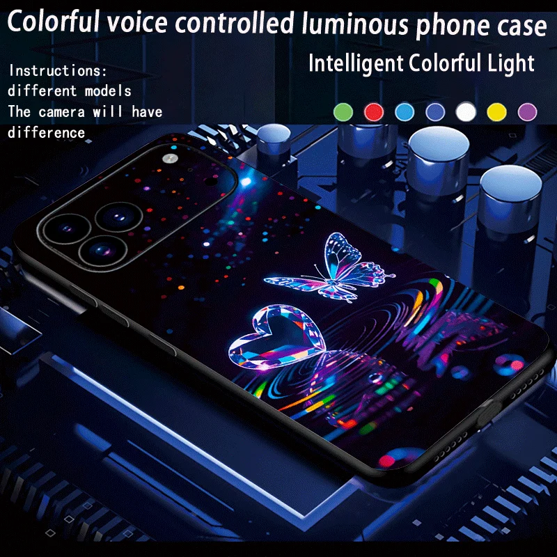 Light Up Butterfly Heart Cover LED Illuminated Phone Case For iPhone 18 17 16 15 Pro Max 8 7 6 6s 14 Plus 13 12 Protective Cases