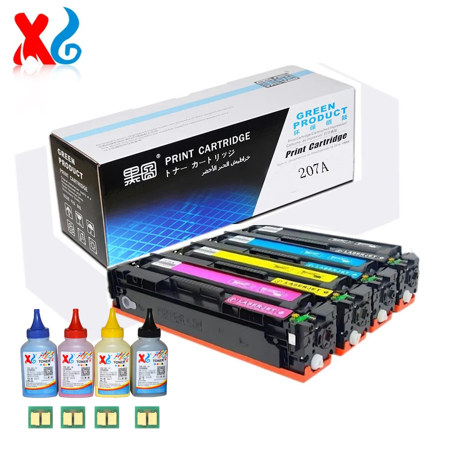 1SET 207A Toner Cartridge and Powder and Chip For HP Color LaserJet Pro M255dw M255nw MFP M282nw M283 M283fdw M283fdn