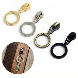 5PCS 46mm Metal Round Zipper Puller Replacement Parts Removable Zipper Repair Slider DIY Wallet Hardware Handicraft Accessories