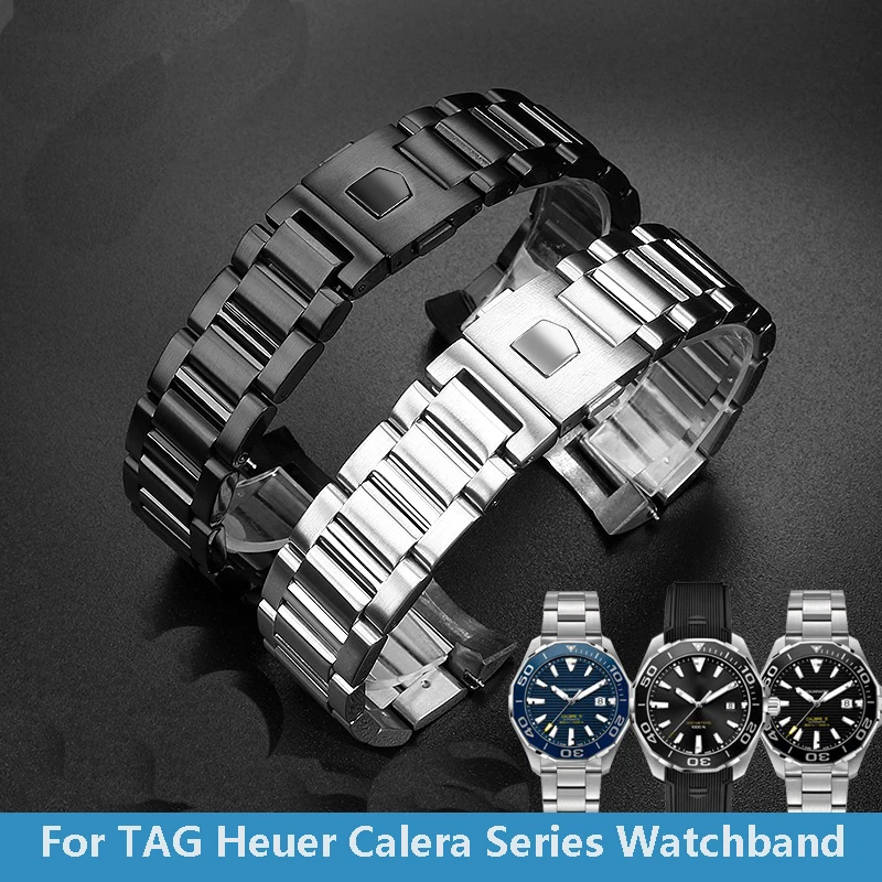 Solid Stainless Steel Watch Strap 22mm 24mm Bracelet Watchband For Tag Heuer Calera Series Watch Accessories Band Steel  Men