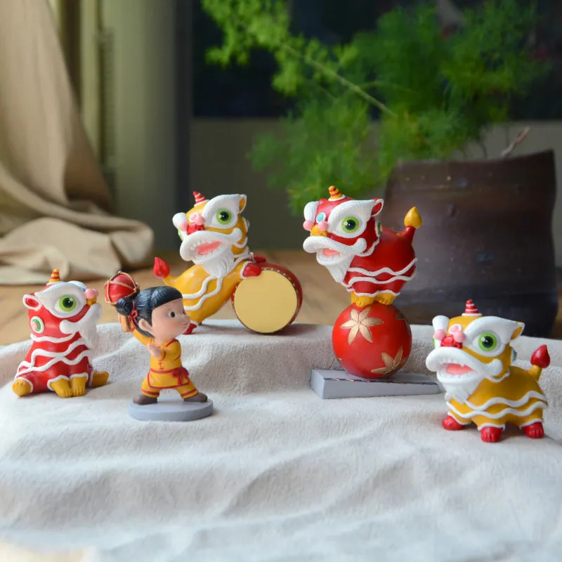 Creative and Cute Chinese Style Decoration Lion Dance Doll Small Decoration Lion Awakening Opening Gift