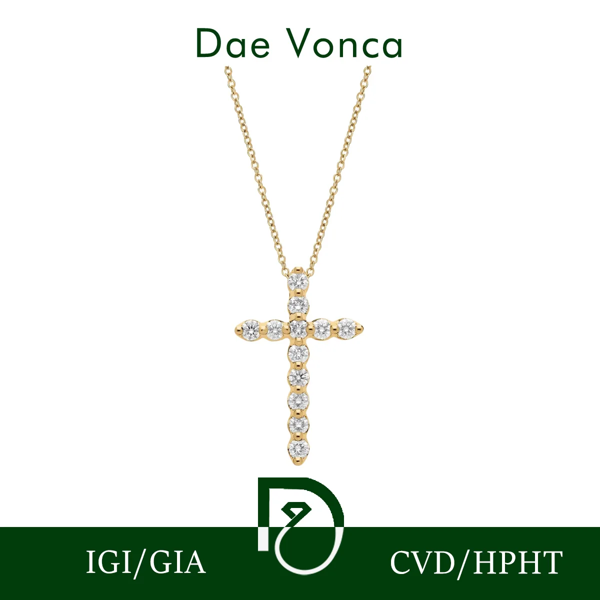 

Ожерелье с плавающим крестом, выращенным в лаборатории бриллиантом, 9K/14K/18K, желтое золото, круглое лабораторное бриллиантовое ожерелье, ювелирные изделия для женщин