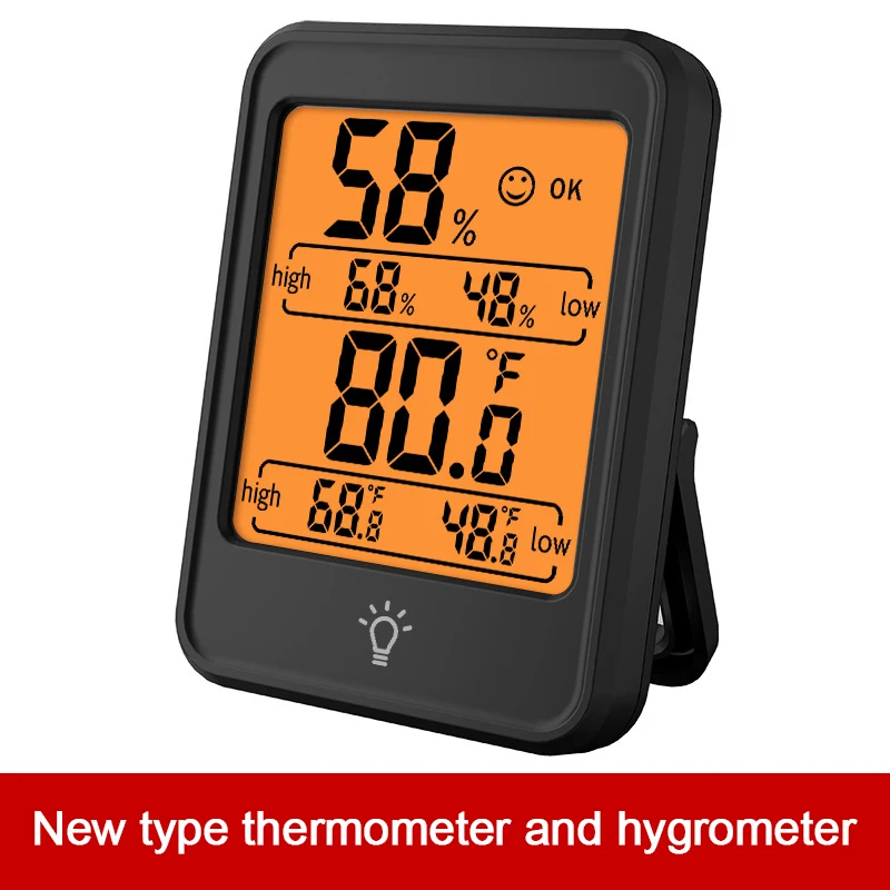 Electronic Digital Thermometer Hygrometer Touch Screen Comfort Reminder with Magnet Home Back Light Thermometer Weather Station