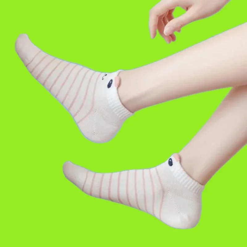 Chaussettes basses polyvalentes pour femmes, 5 paires, oreilles de chat, carillon de chat, mignon, célébrité Internet, début du printemps, nouveau