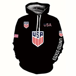 Fashion Men's Hoodies American Flag Print Casual Trend Hoodies Pullover Sports Sweatshirt Autumn/Winter Loose Men's Clothing Top