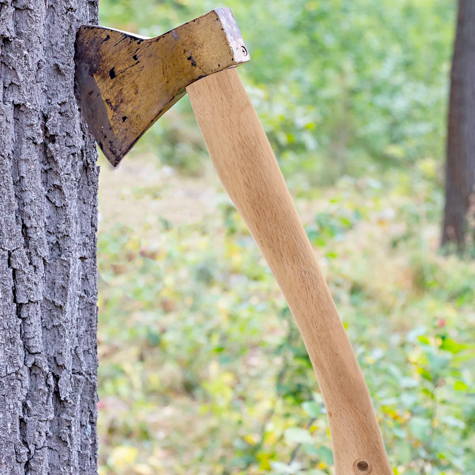 Solid Wood Axe Handle Replacement Premium Natural Hardwood Fit Various Axes Types Outdoor Camping Splitting Felling Tool