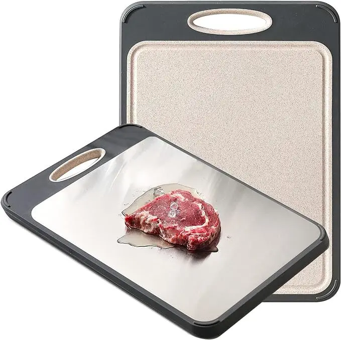 Food Grade Double-Sided Cutting Board 304 Stainless Steel Wheat Straw Material Large Thickened