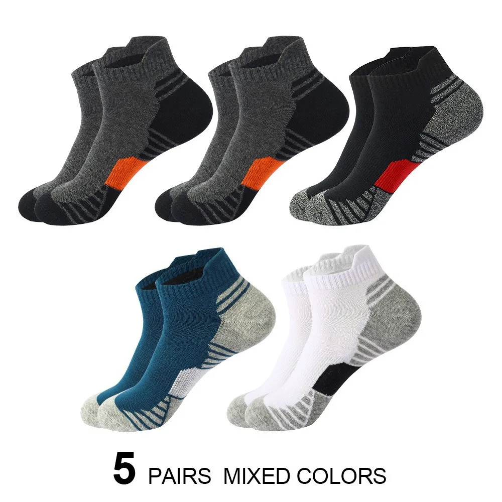 

5 Pairs Men's Four Season Cotton Breathable Sports Socks Set Male Sport Ankle Socks Basketball Running Socks For Men