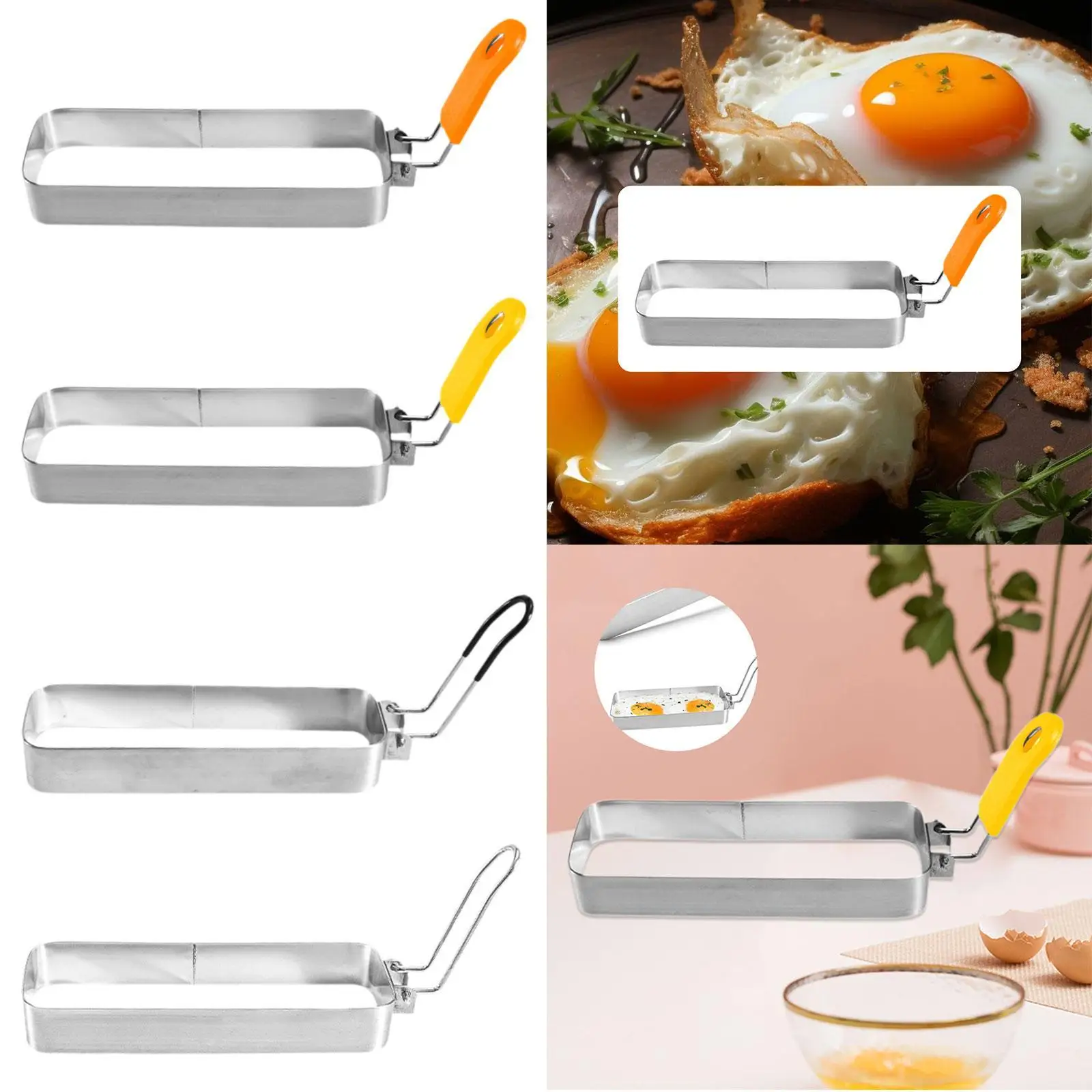 Spiegelei-Ei-Kochmodell zum Frühstück, Sandwich-Zerkleinerer mit Griff, Muffin-Omelett, rechteckig, nicht klebend