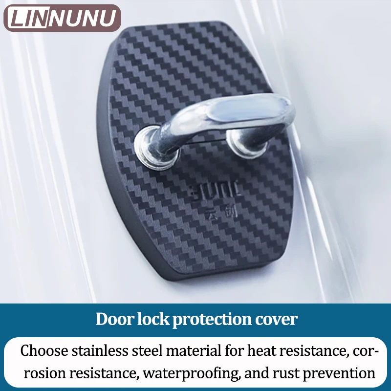 LINNUNU ABS Car Door Lock Buckle Protection Cover Anti-Collision Shock Absorbing Pad Buffer Cushion Rust proof For Leapmotor C10