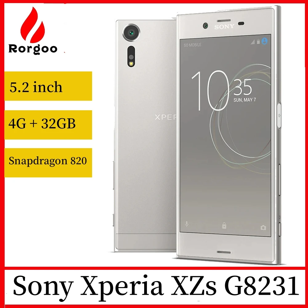 Sony Xperia XZs G8231 4 ГБ 32 ГБ ПЗУ четырехъядерный процессор 19 МП WIFI GPS одиночный двойной SIM-карты Snapdragon 820 5,2 дюйма LTE оригинальный используемый мобильный телефон