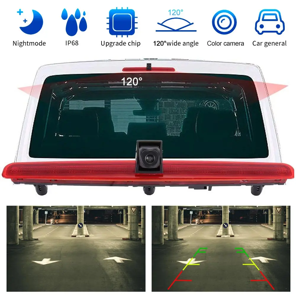 

OBD2 Car Brake Light 120 Degree Led Backup Rear View Camera Night Vision Reverse for V-W Transporter T-5 from 2003-2015 OBD Car